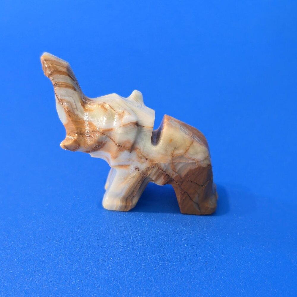 Banded Calcite Stone Elephant Business Card Holder B1032 - Picture 1 of 9